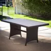 Wicker Rectangular Wood Top Outdoor Patio Dining Table