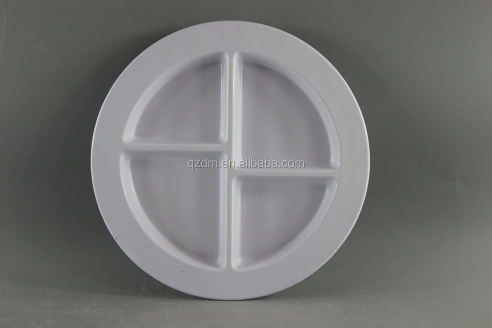 White Melamine Plastic 4 Section Plate For Daily Use