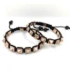 Natural stone pyramid inlaid cz stone beads bracedlet pattern men macrame bracelet for man