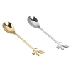 Creative stainless steel leaves stir spoon net, dessert leaf gold coffee spoon