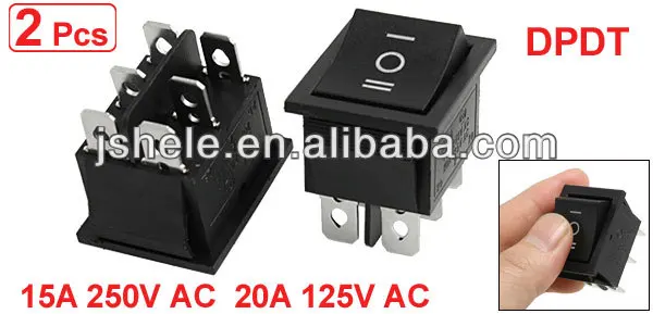 250V//16A Black APIELE 3 Position Momentary Rocker Toggle Switch AC 125V//20A ON -Off- ON DPDT 6 Pins 3Pcs KCD2-223