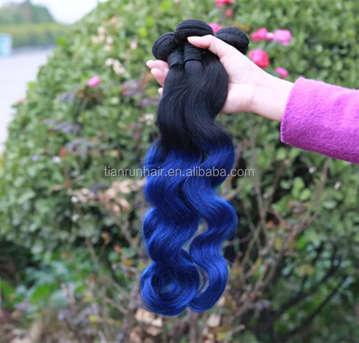 Ombre Brazilian Hair 1b Blue Mermaid Color Virgin Remy Brazilian