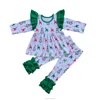 Fashion Popular Style Kids Girls long Sleeve T-shirts 2PCS Clothes Set Children Cute deer pattern Boutique