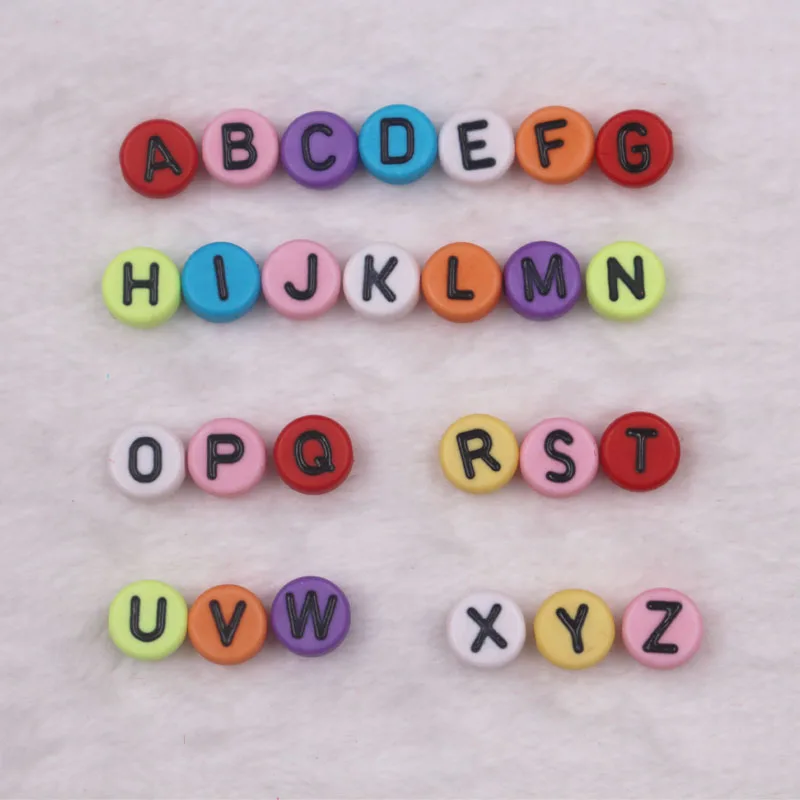 New 4*7mm Charms Chunky Mix Color Acrylic Round Shape Alphabet Letter ...