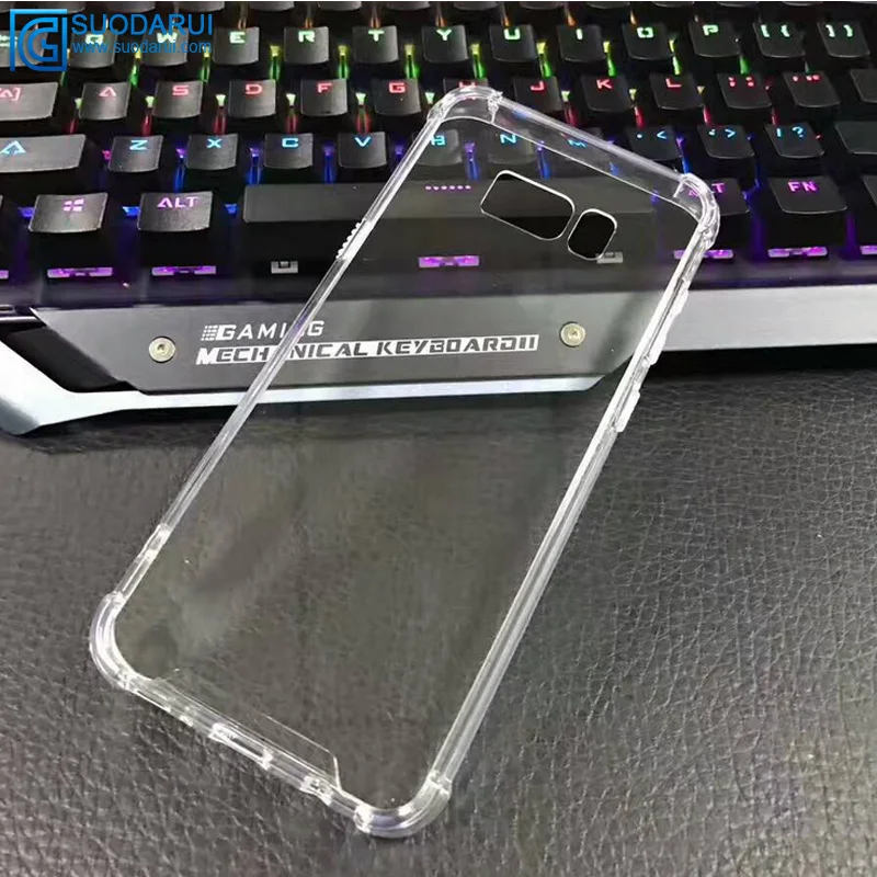 Not Turn yellow! Shockproof angle TPU + Acrylic hybrid Transparent case for Samsung Galaxy S8 / S8 Plus Black Cover