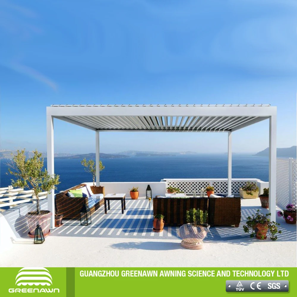 Aluminum Alloy Metal Frame Outdoor Garden Pergola Motorized Louvered Aluminum Alloy Metal Frame Outdoor Garden Pergola Motorized Louvered