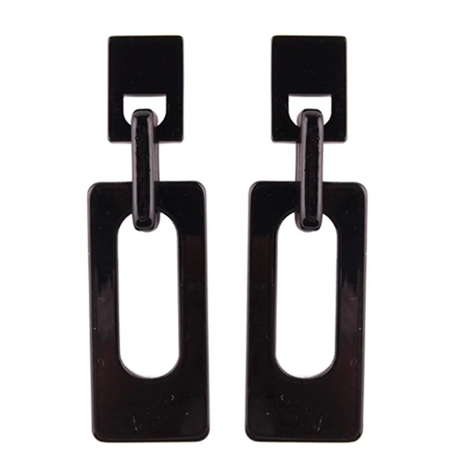 primerry Geometric Rectangular Double Layer Granite Acrylic Ear Hook Earrings