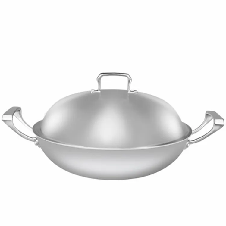 New Design Cooking Wok Stainless Steel Two Handle Wok 38cm Buy New