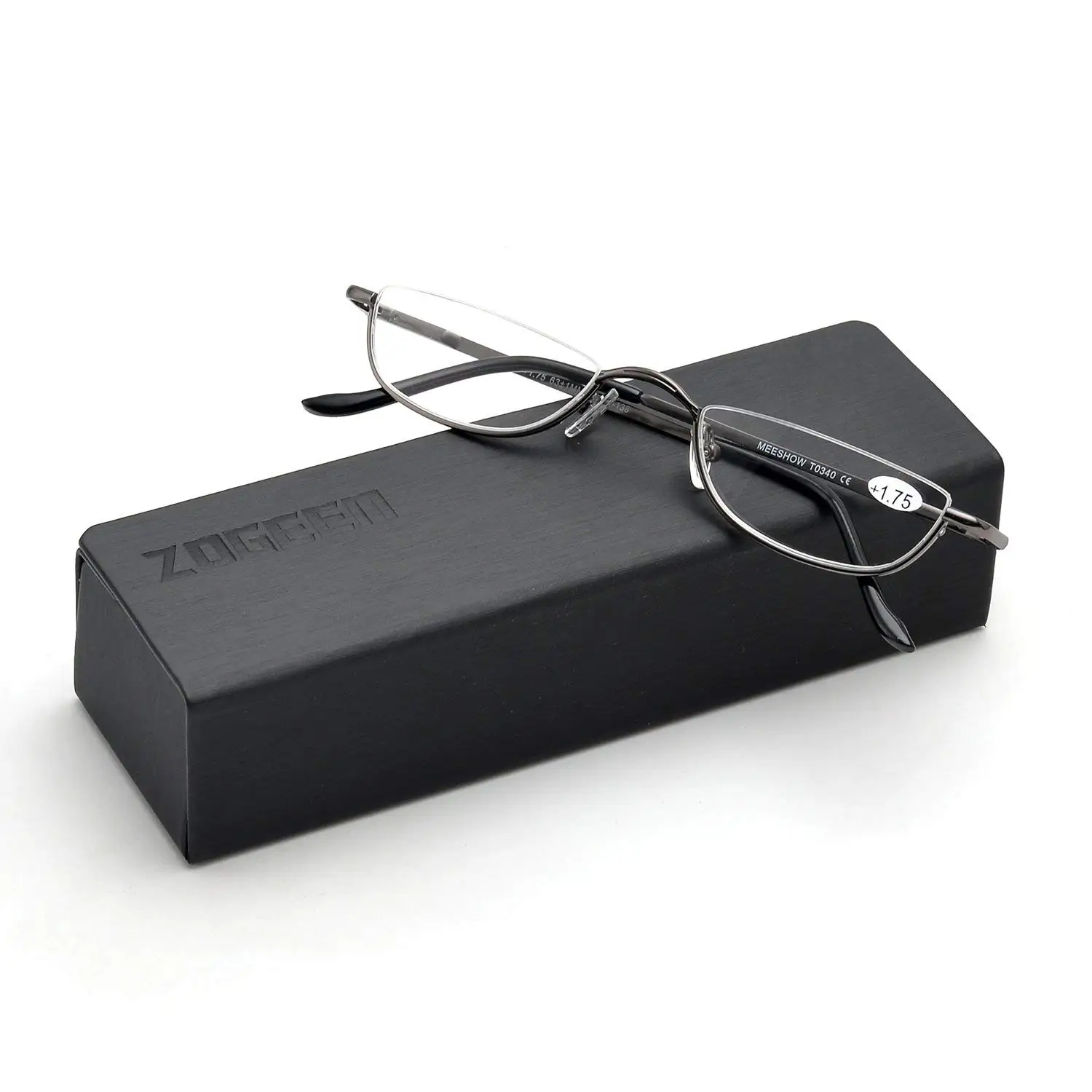ZUVGEES Vintage Alloy Semi Rimless Reading Glasses Men Women Half Frame Slim Glasses with Stylish Case T0340