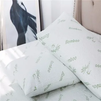 pillow waterproof jacquard bamboo fabric hypoallergenic protector zipper larger