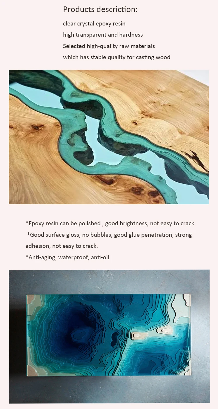 wholesale crystal epoxy resin ab glue clear liquid epoxy resin price for transparent river tabletops and countertops casting
