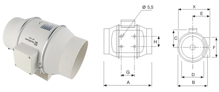 Line Duct Fan, 150MM, 6inch - detail 2