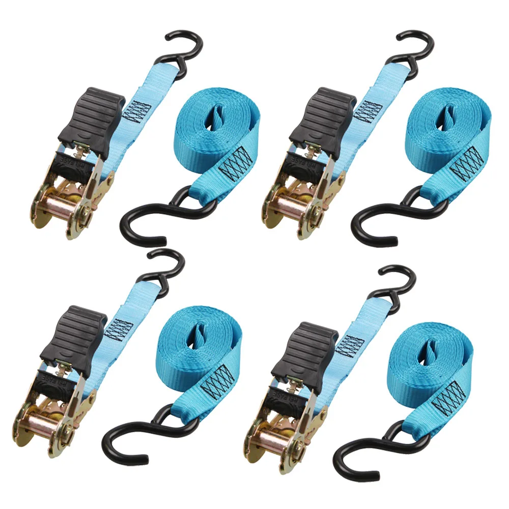 4 Pack 1"x10' Car Ratchet Tie Down Strap With Rubber Coated Handle And