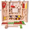 Portable low price pretend children simulation toolbox wooden kids tool set toy