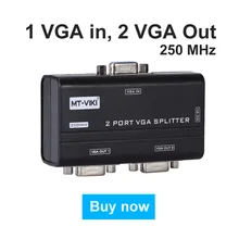 2 Port VGA Splitter Distributor, 1 in 2 out Display Duplicator Share Same Image on 2 Monitor Synchronously MT-VIKI Maituo 2502AS