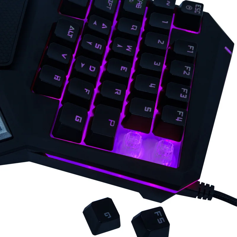 Delux T9 Pro 7 Colors Led Backlit Single Hand Professional Gaming ...
