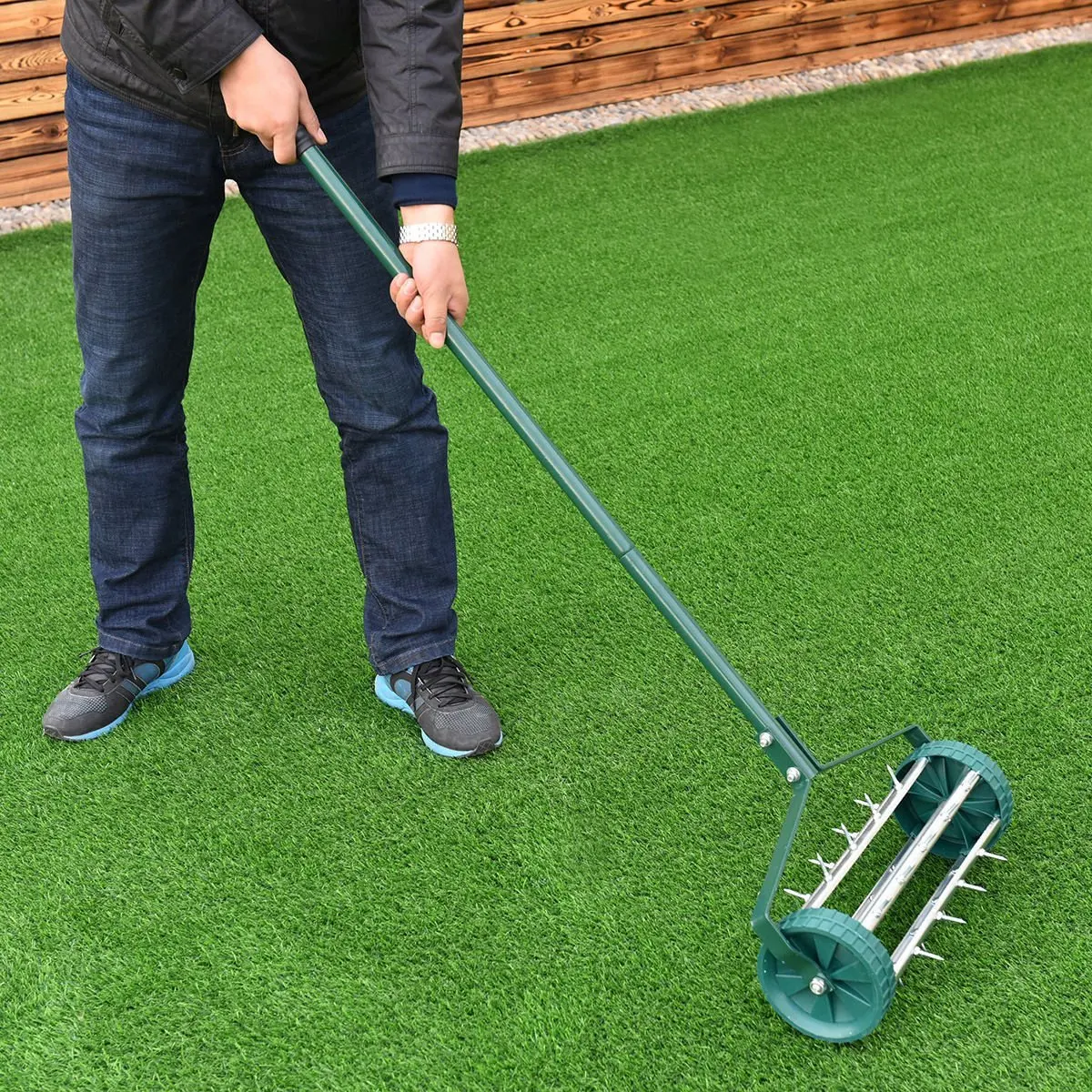 Yard Butler Lawn Coring Aerator Manual Grass Dethatching Turf Plug Core Aeration 