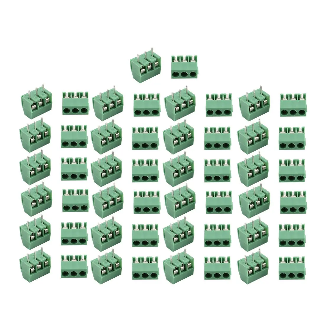 uxcell 50Pcs AC300V 10A 3P 3.5mm Pitch Screw Type PCB Terminal Blocks Connector Green