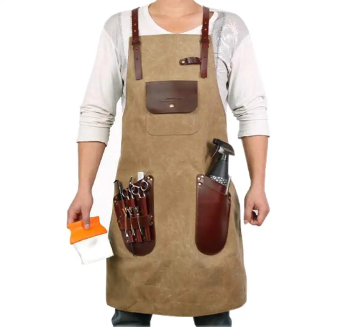 VANORIG Professional Waxed Canvas Barber Leather Apron