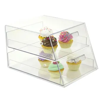 two drawer clear acrylic cupcake display cabinet pastry display case