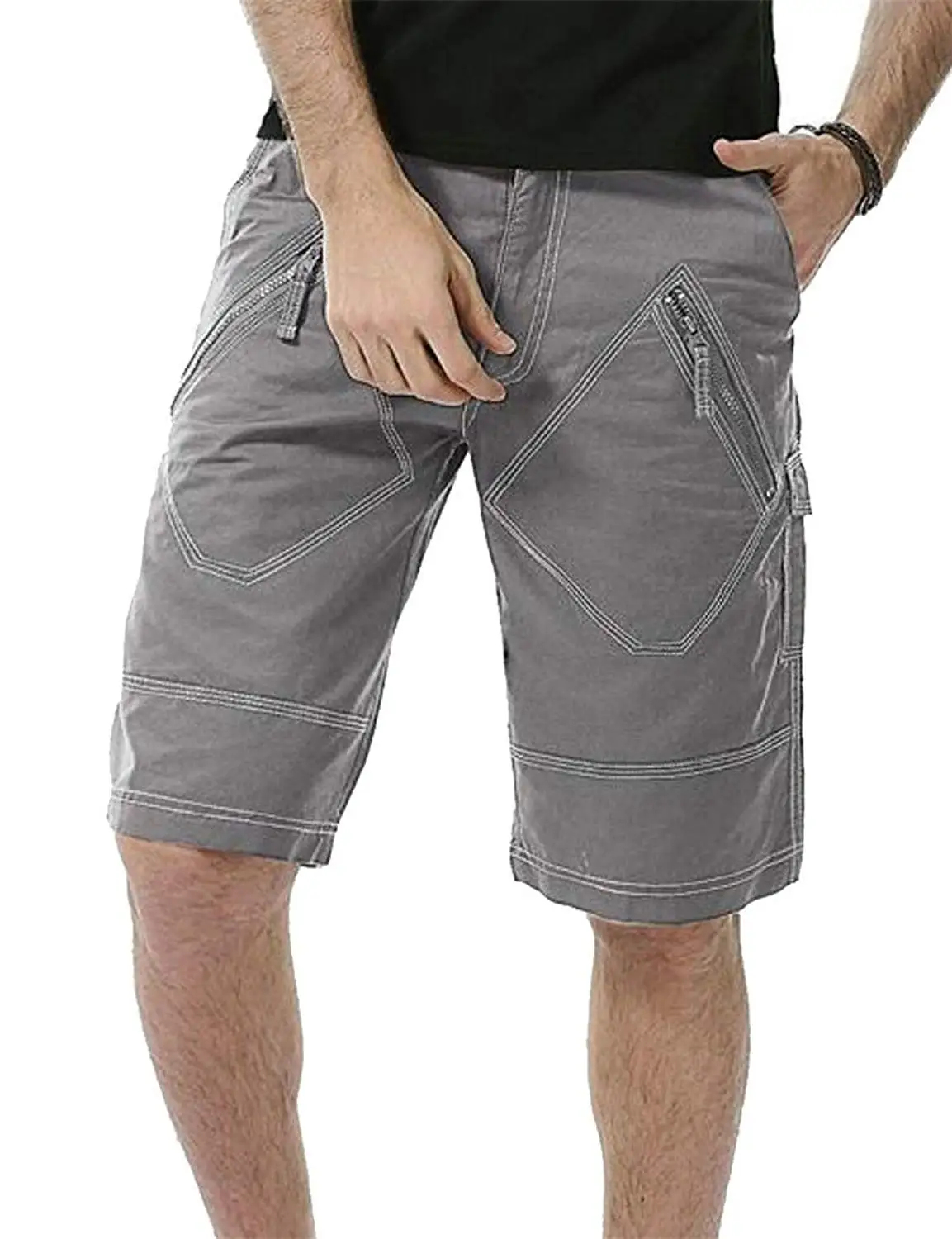 !Solid Valongo men's Cargo shorts Bermuda shorts with Belt Regular Fit