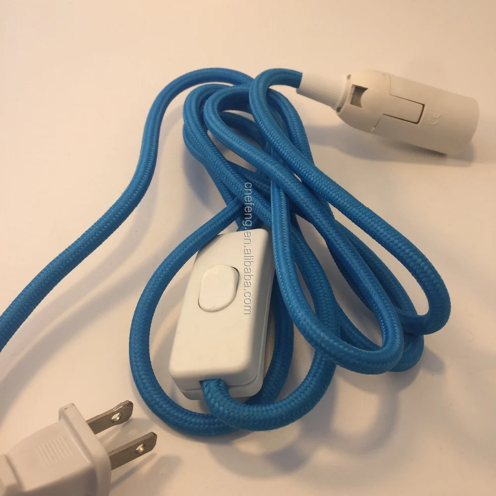 Cloth Covered Round Electrical Cord Vintage Fabric Braid Lamp Pendant