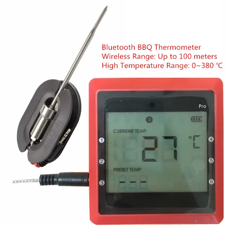 6 Probes Wireless Bluetooth Bbq Cooking Digital Meat Thermometer With