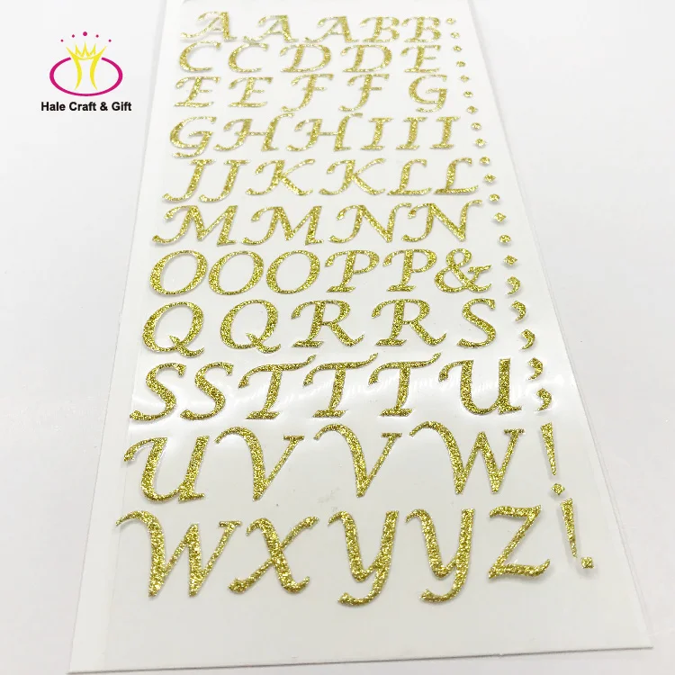 Colorful Silver Gold Adhesive Glitter Vinyl Alphabet Letter Custom Mini