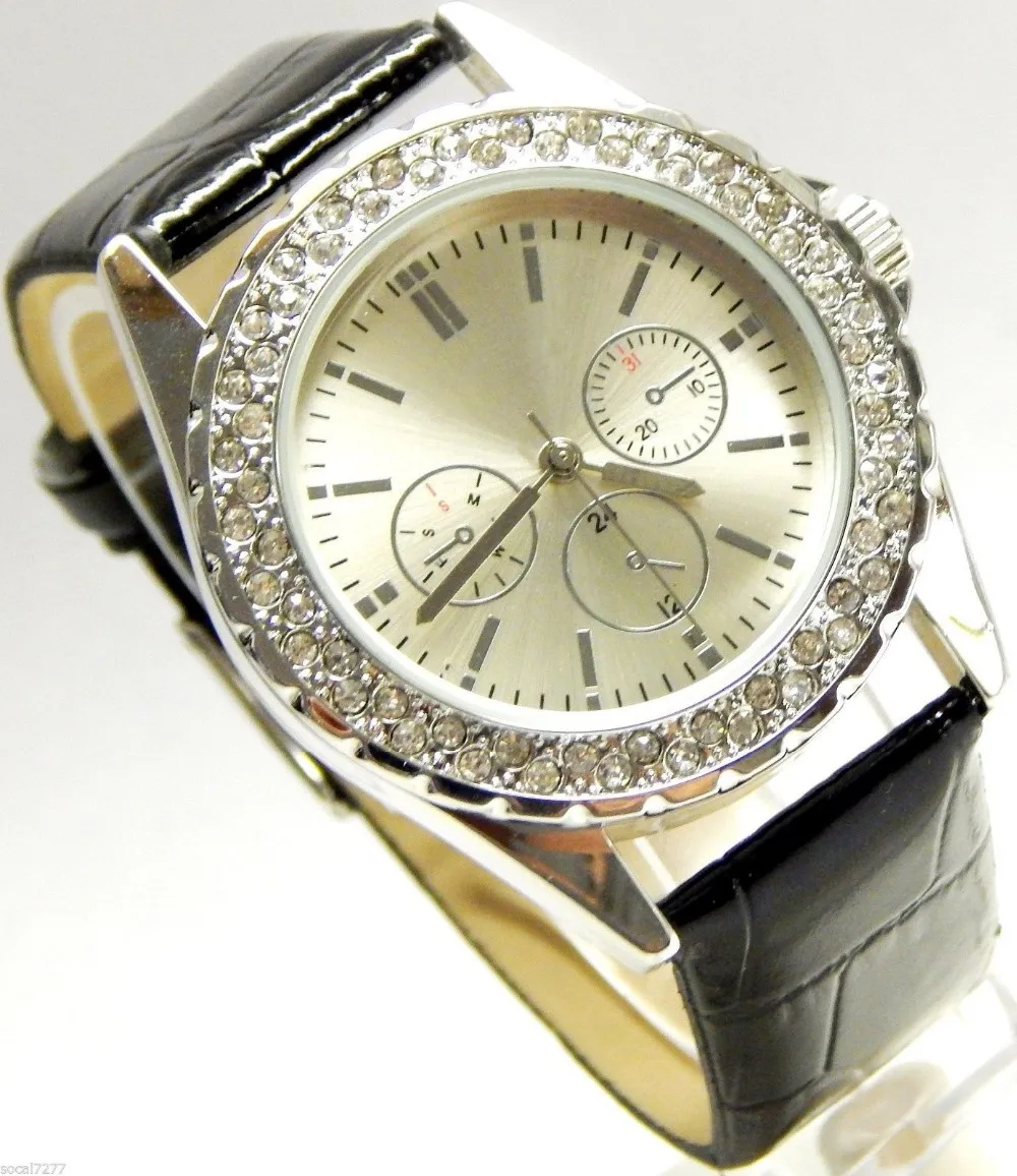 Women S Bangle Bracelet Watches Fashion Analog Leather Black Bracelet