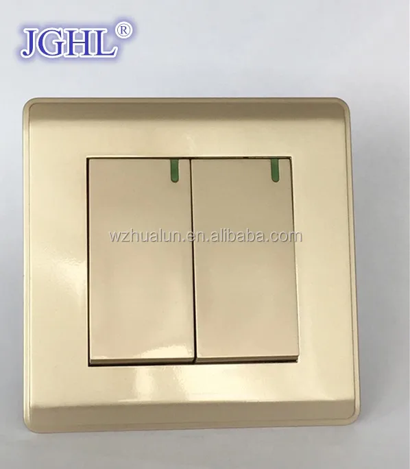 Golden Color Brushed Chrome Switch 2 Gang Electrical Wall Switches