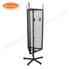 Manufacturer 360 degree rotating metal wire triangle spinner rack display 3 sided with wheels