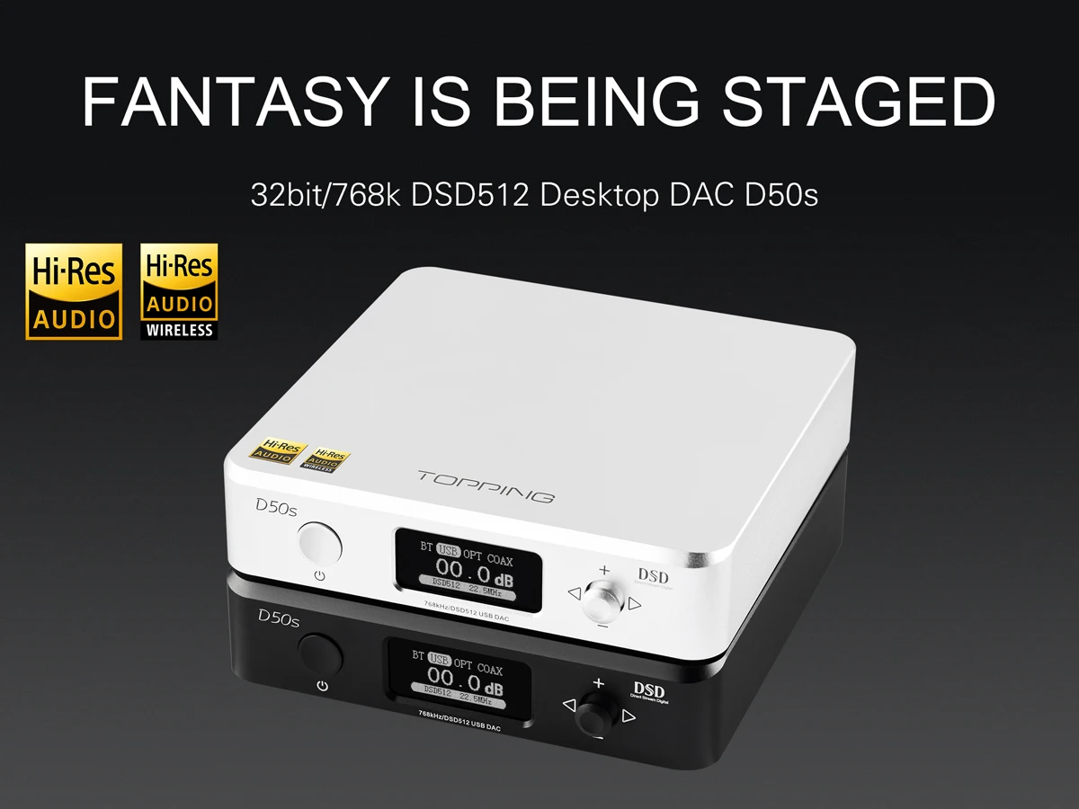 topping d50s es9038q2m*2 hi-res dac bluetooth5.