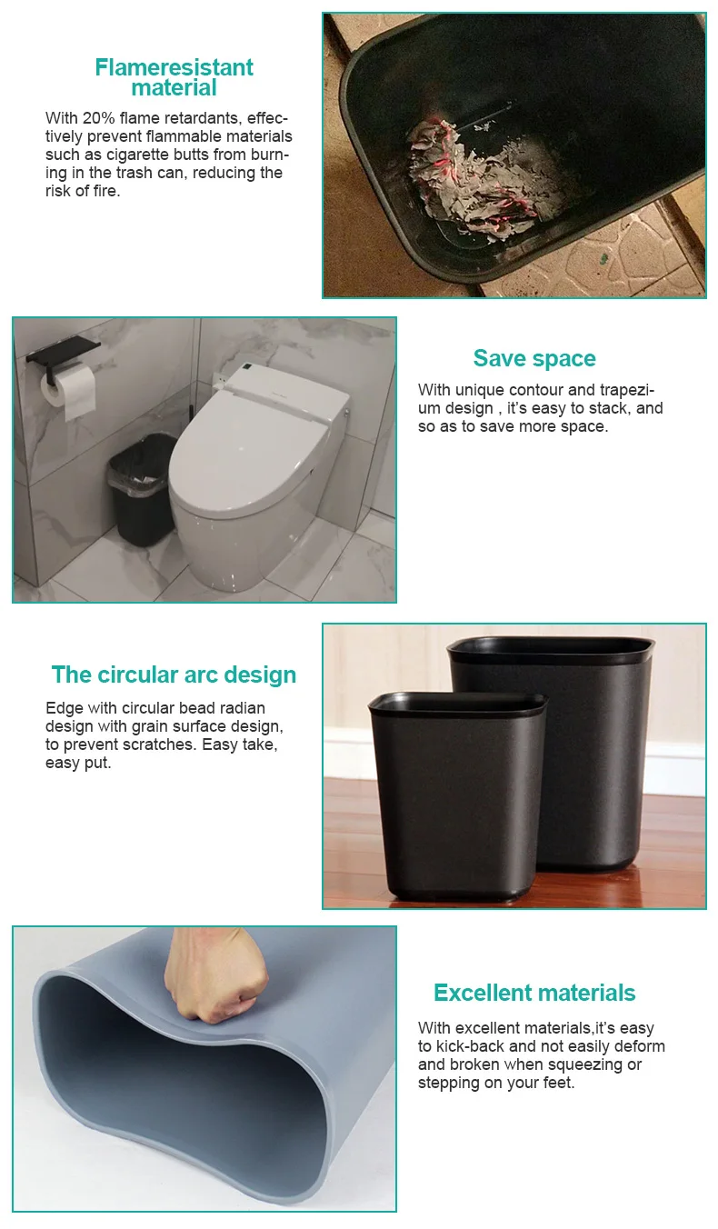 15l Black Hotel Home Office Garbage Bin Trash Can Hotel Bedroom