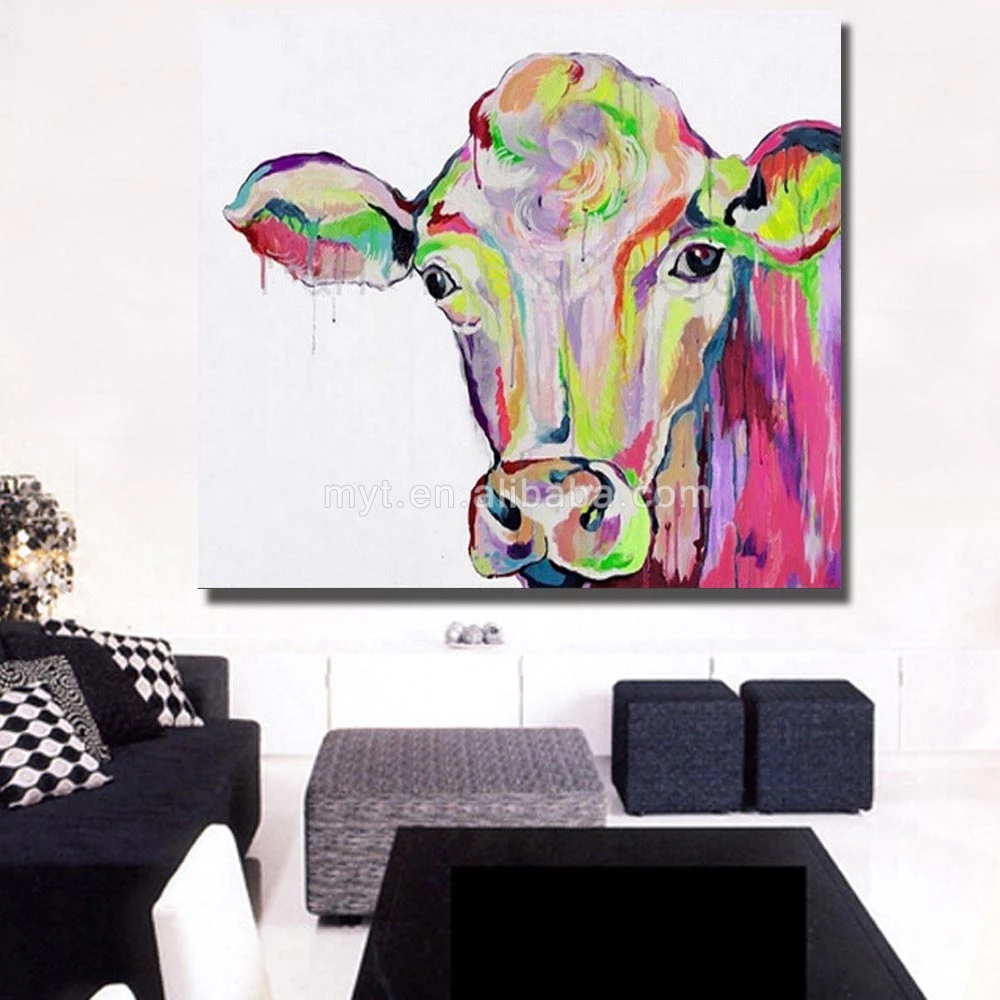 Koe dier muur foto voor woonkamer hand tekening moderne abstracte ...