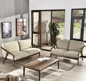 2019 Latest Simple Design New Style Solid Wood Fabric Sofa Set