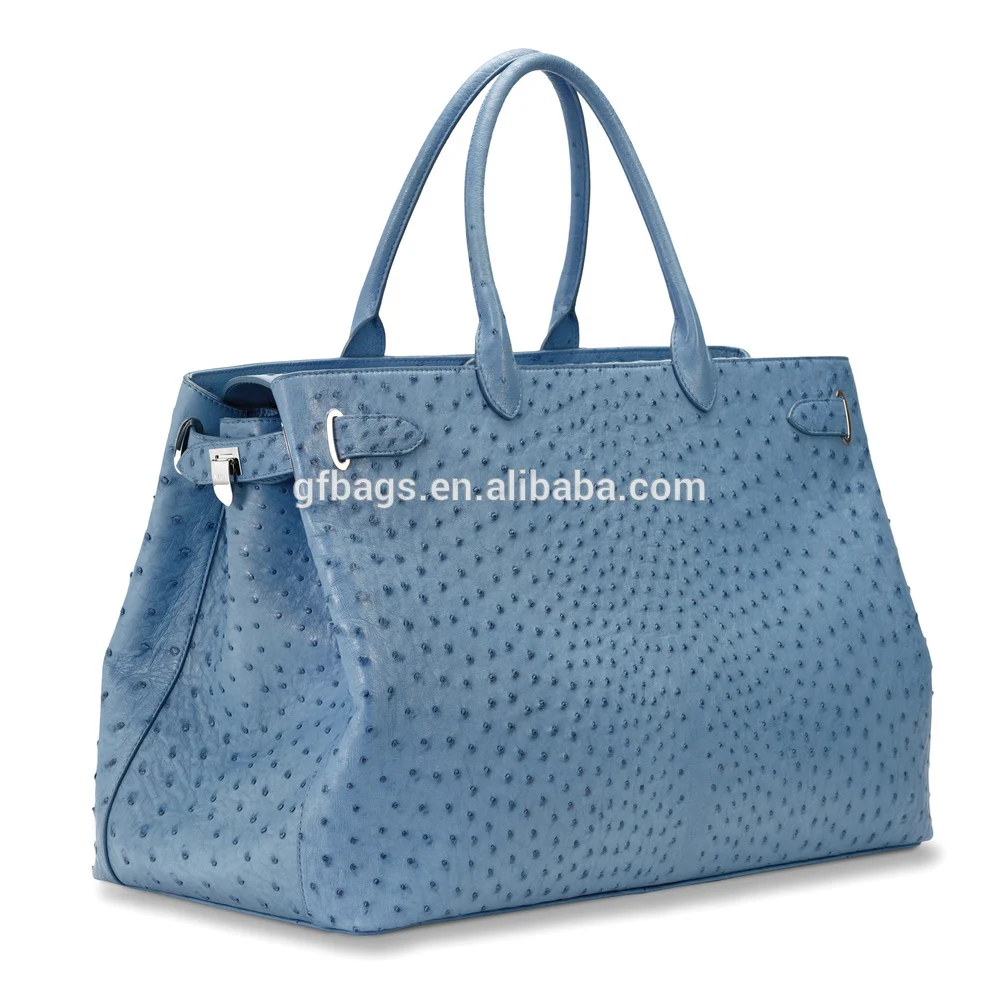 Ladies Ostrich with Silver Finish Leather Tote Bags