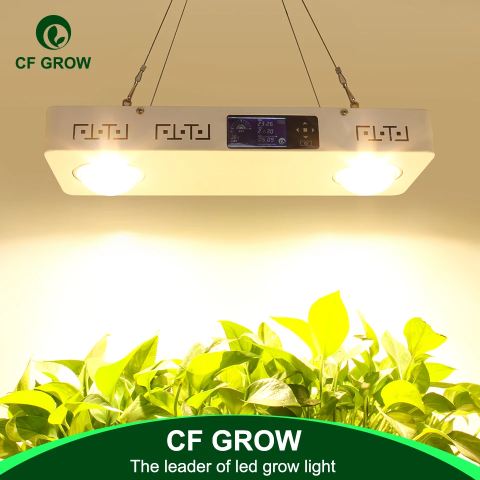 CXB3590 200W Dimmable COB LED Grow Light with LCD Display Timer Temp-Control Full Spectrum for Indoor Plant All Stage Grow