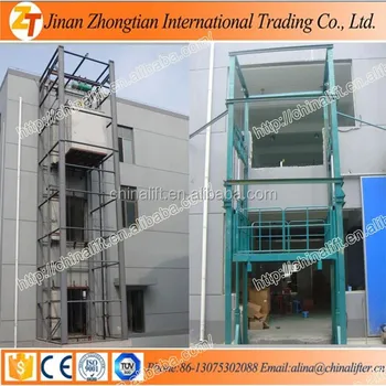 elevator goods hydraulic cargo rail guide outdoor freight platform indoor lift warehouse larger