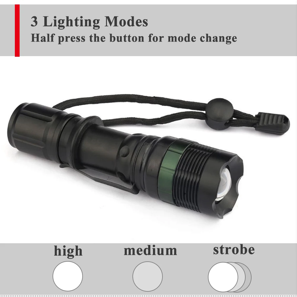 Powerful XPE Led Tactical Flashlights 18650 Rechargeable Flashlights Torches for Camping Rechargeable Battery Aluminum Alloy 10 manufacture