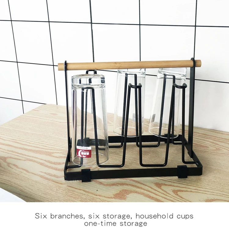 New Iron Metal Craft Japanese Upside-down Cup Drain Rack Glass Hanger Shelf Container Cup Drying Holder Kitchen Accessories