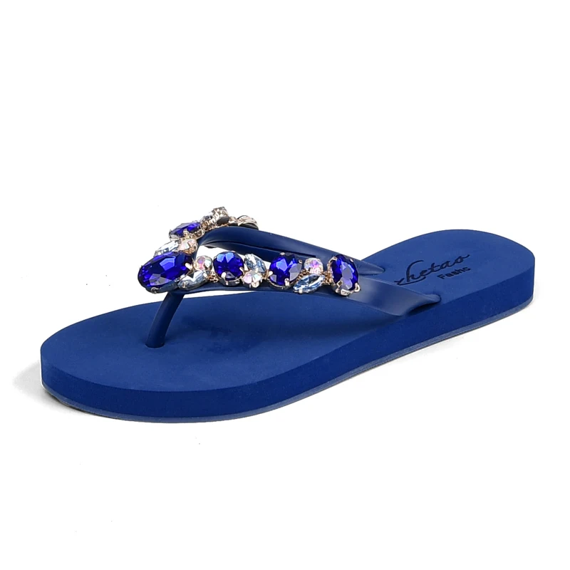 
rhinestones 2020 Czech crystal pearl diamond flip flop women slipper 