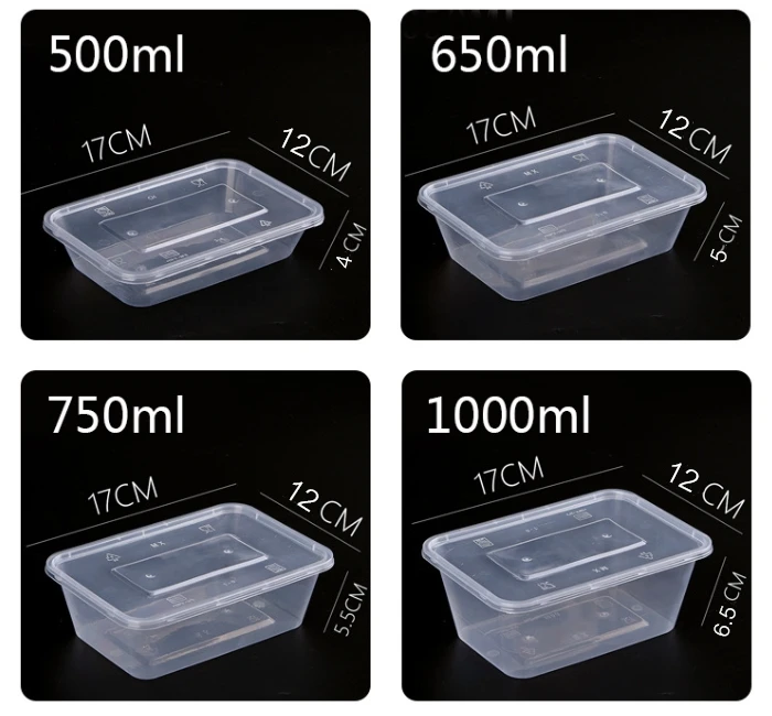 PP rectangle take away food container with lid