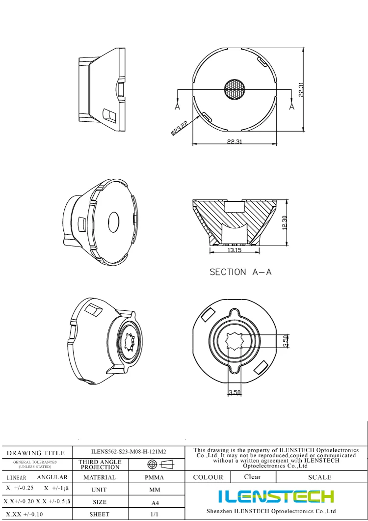 Single led lens condenser collimating lens 8 degree with holder ...