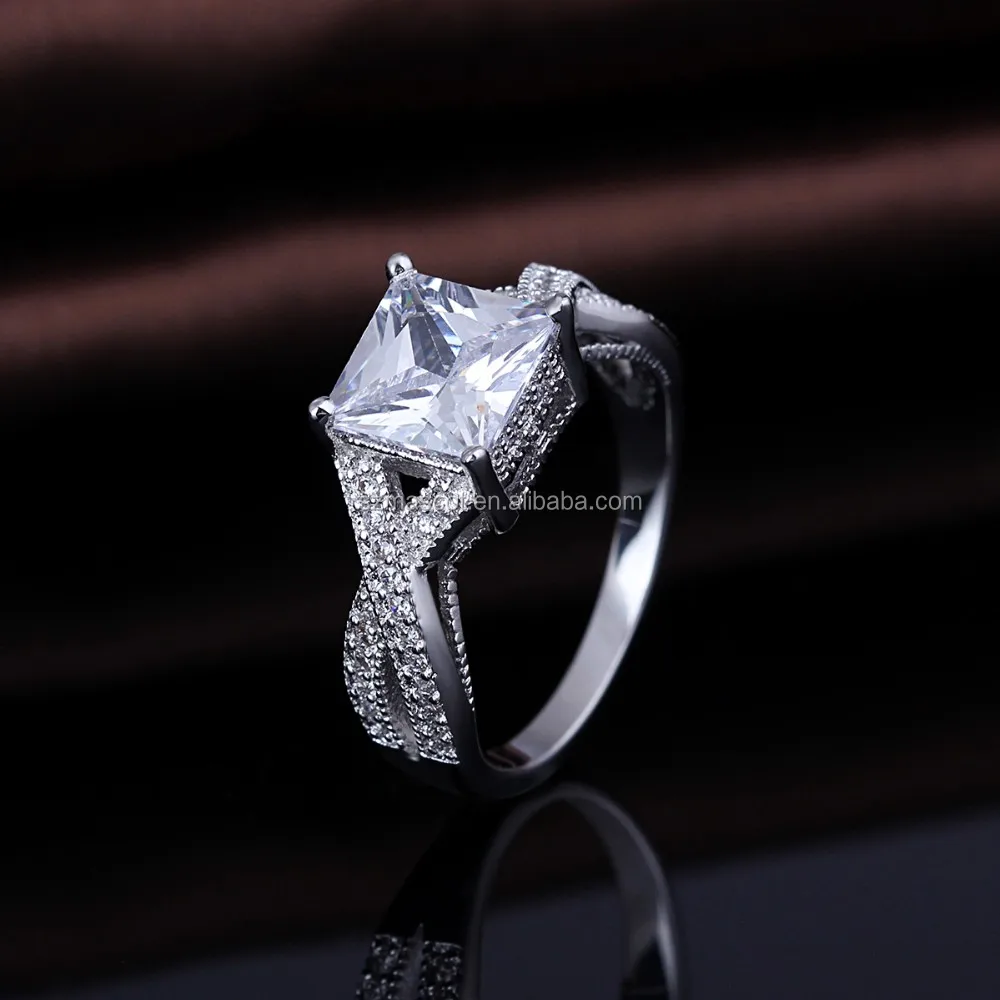 gemstone charming inlayed glass shape silver rings