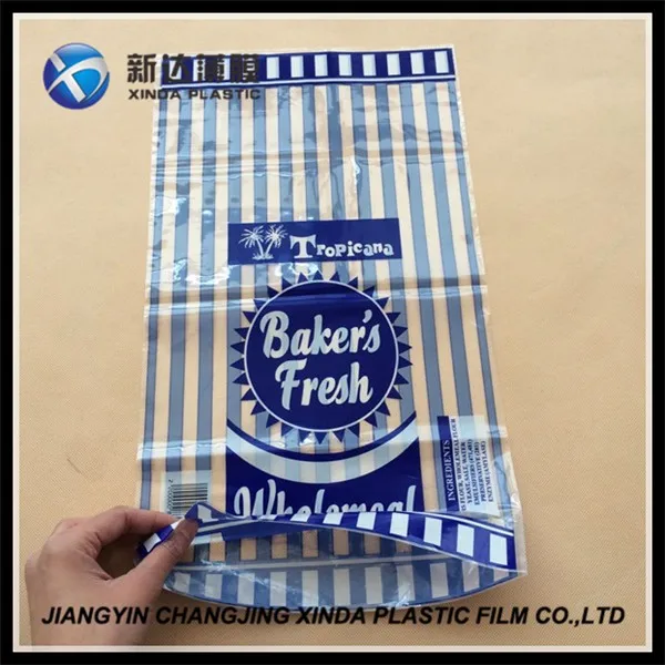 Custom Printed Opp Clear Plastic Bread Bag With Bottom Gusset For