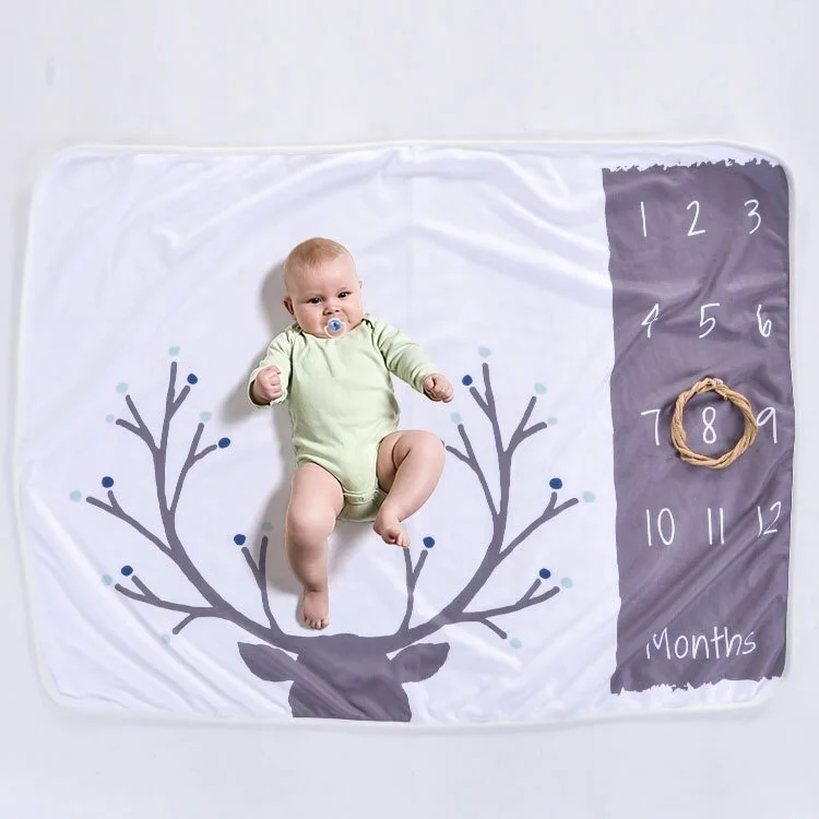 Custom Baby Monthly Super Soft Growth Memorial 100 Cotton Fleece Baby