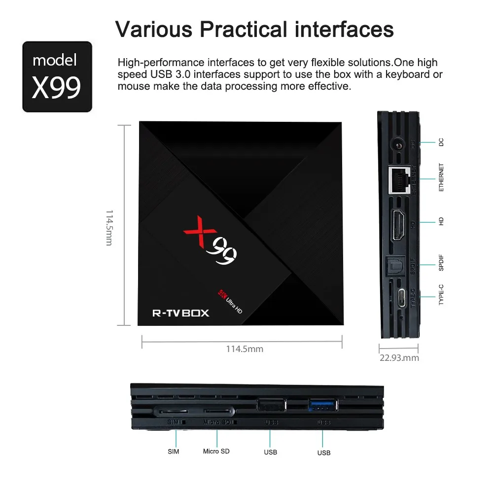High performance interface. X99 TV Box. Windows TV Box.