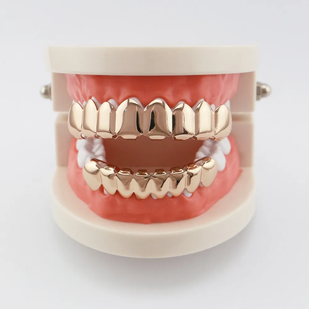 Hiphop Bling Bling Body Jewelry Free Gold Teeth Grillz 8 Teeth Top