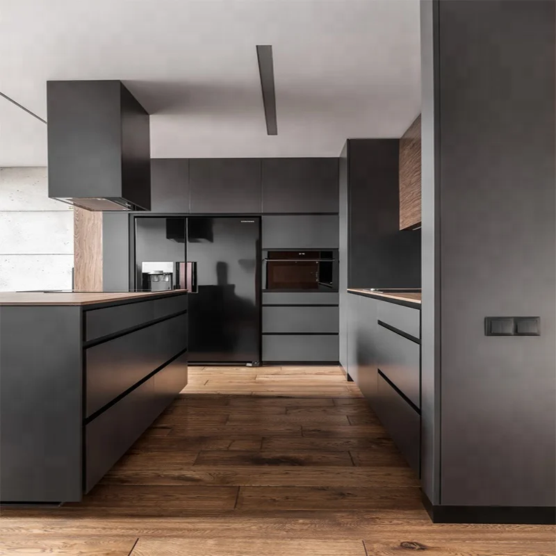 Luxury Modern Style Glass And Stainless Steel Kitchen Cabinet