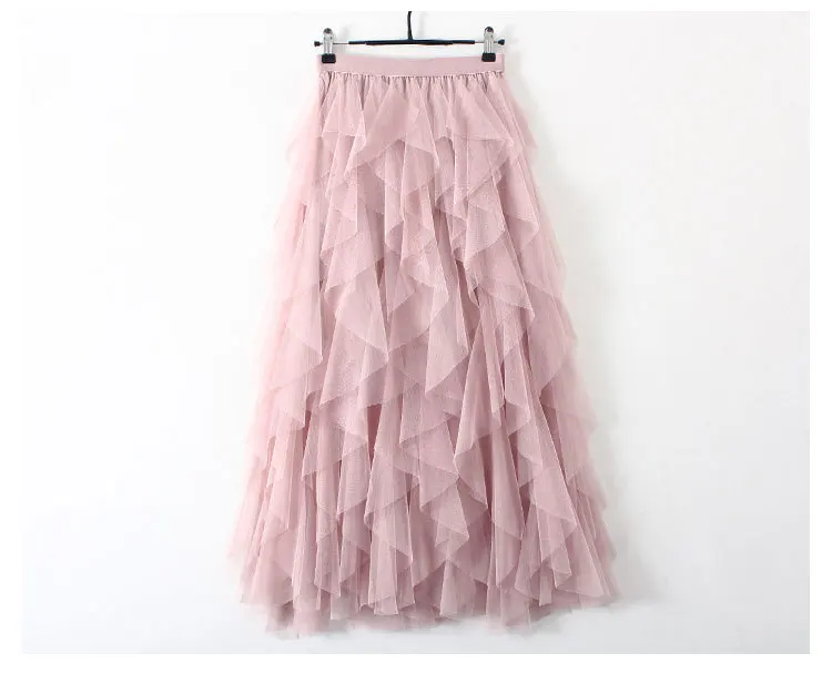 white ruffle tulle skirt